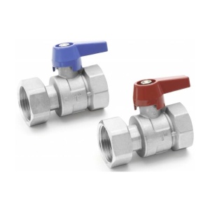 Комплект двух прямых никелирован. шаровых кранов G1" для коллекторов Rehau