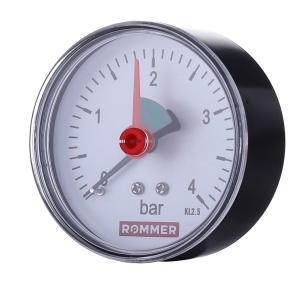 Манометр аксиальный с указателем предела Dn 50 мм 1/4", 0...4 бар, кл.2.5 Rommer