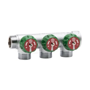 Коллектор регулирующий 3/4", 3 отвода 3/4"ЕК STOUT