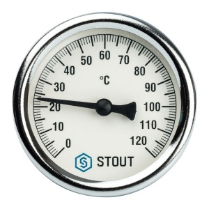 Термометр биметаллический с погружной гильзой Dn 80 мм, гильза 50 мм 1/2",  резьба с самоуплотнением