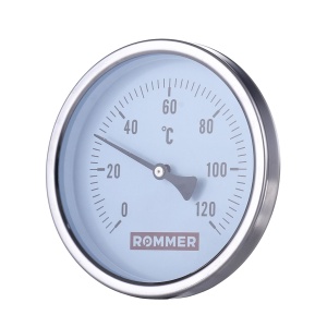 Термометр биметаллический накладной с пружиной Dn 63 мм, 0...120°С Rommer