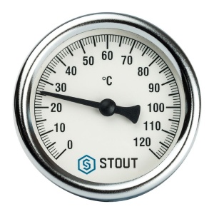 Термометр биметаллический с погружной гильзой Dn 100 мм, гильза 80 мм 1/2" STOUT