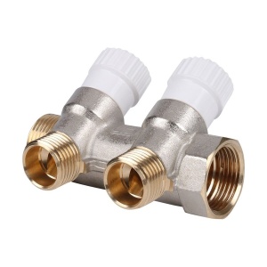 Коллектор распределительный 3/4", 2 отвода 1/2" плоское уплотнение STOUT