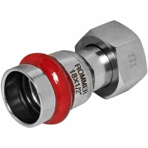 Переходник с накидной гайкой ВПр-ВР, 22х3/4", из нержавеющей стали прессовой ROMMER