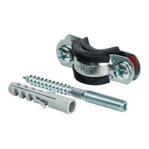 Хомут для труб, комплект: хомут+шпилька шуруп +дюбель пластиковый 2 1/2" (75-80) STOUT