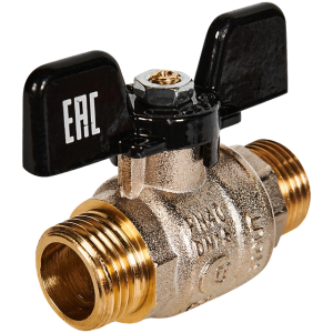 Кран шаровой полнопроходной 1 1/4" НР/НР бабочка STOUT ГОСТ Р 59553-2021