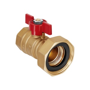 Кран шаровой с накидной гайкой 1"ВР/1 1/2" накидная гайка, с прокладкой Hoobs