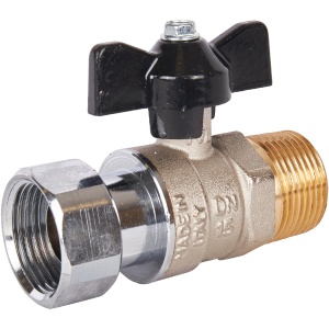 Кран шаровой с накидной гайкой 3/4" НР/накидная гайка бабочка STOUT