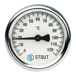 Термометр биметаллический накладной с пружиной Dn 63 мм STOUT