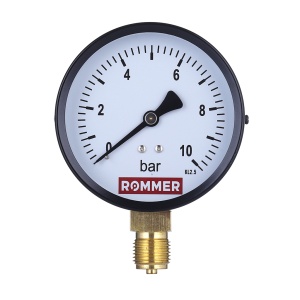 Манометр радиальный Dn 100 мм 1/2", 0...16 бар, кл.2.5 Rommer
