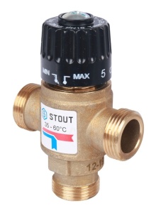 Термостатический смесительный клапан для систем отопления и ГВС 1” НР 20-43°С KV 2,5 м3/ч STOU
