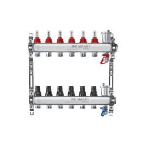 Коллекторная группа нерж. ст., с расходомерами 9 вых., Smart Install