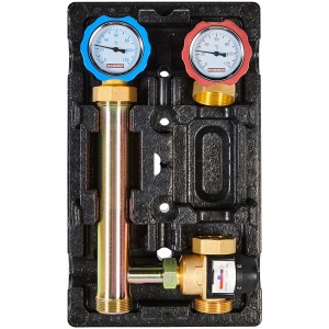 Насосная группа с термостатическим смесительным клапаном (35-60°С) без насоса, правая в тепло.